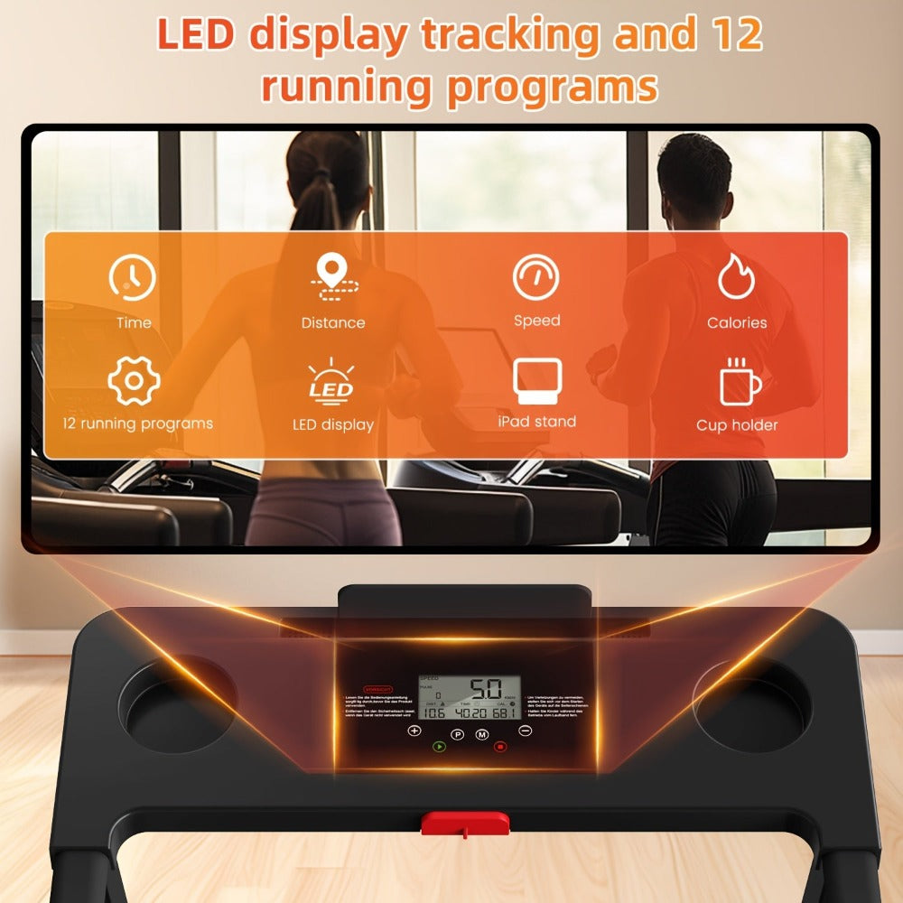 Cicloergo Plegable, Cicloergo 2 en 1, Cicloergo para Casa, Máquina de Correr y Caminar, Cicloergo Silencioso, Cicloergo Compacto, Altavoces Inalámbricos, Pantalla LED, Velocidad Ajustable, Motor de 2.0HP, Equipo de Gimnasio en Casa, Máquina de Correr Pleg