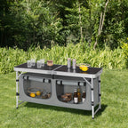 1 pieza Mesa de exterior, mueble de exterior para acampar, equipo de senderismo, mesa de camping, mesa plegable, gabinete de camping plegable, mesa de camping con altura ajustable, espacio de almacenamiento, mueble de camping para exteriores, mesa plegabl