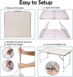 Mesa Plegable de Camping, Mesa de Picnic Ligera de Aluminio, Mesa Portátil para Laptop, Escritorio de Regazo, Ideal para Picnic/Camping o Desayunar, Leer, Ver Películas en la Cama/Sofá