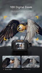 Binoculares de Visión Nocturna - Cámara con Zoom Digital 10X, Alcance de 800m, USB/Recargable, Pantalla Grande de 2.8", Binoculares HD Profesionales de Viaje de Aventura, Binoculares Portátiles Ligeros de Mano para Adultos - Ideales para Caza, Camping y V