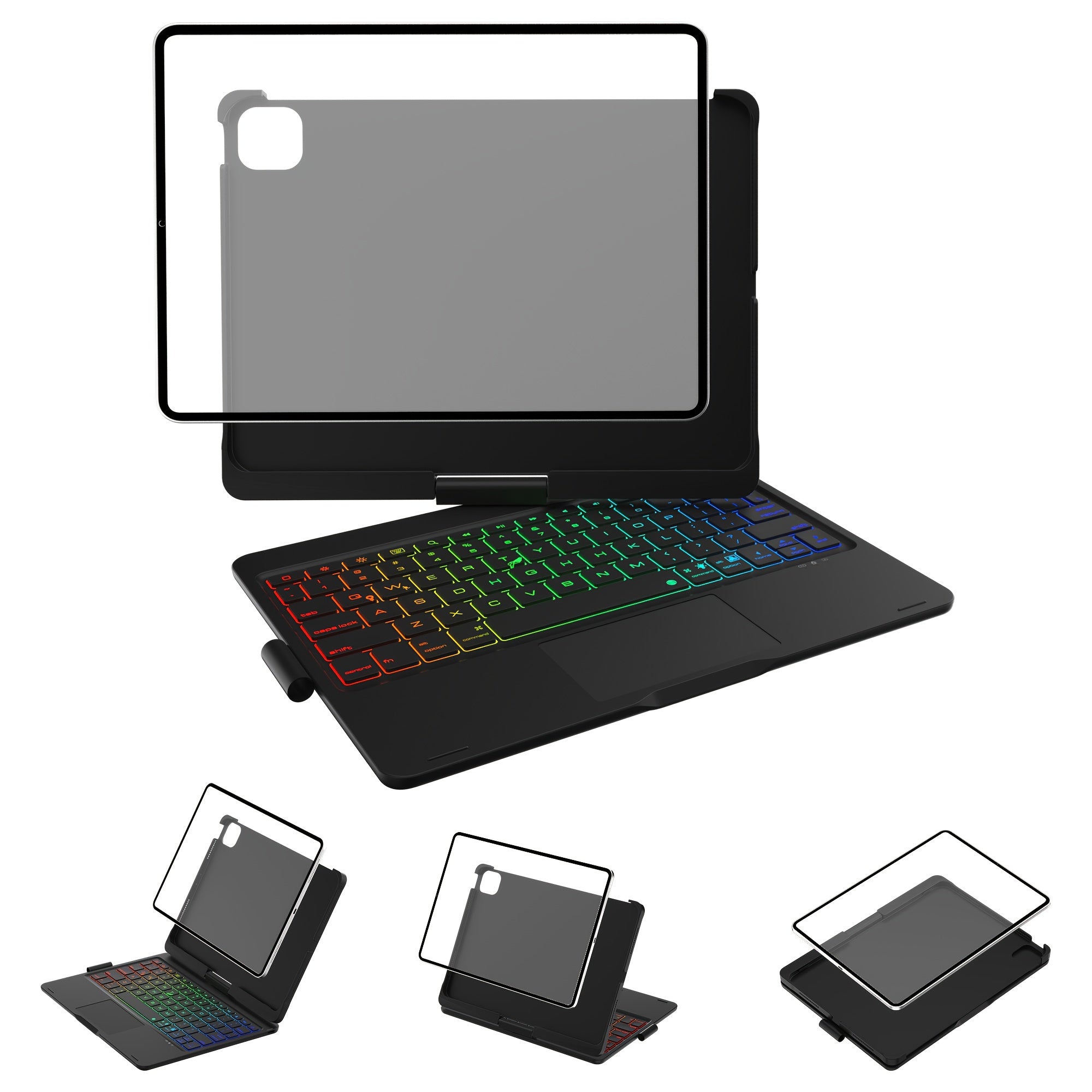 Funda con teclado giratorio para iPad para escritura, estudio y trabajo móvil
