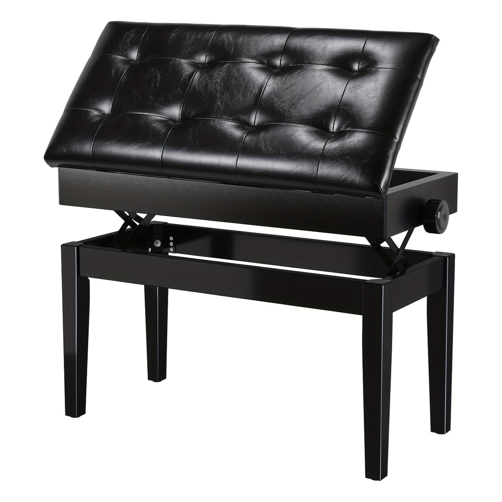 Taburete de Piano Ajustable en Altura para 2 Personas, Silla de Piano con Espacio de Almacenamiento, Banco de Piano 73 x 35 x 48-58 cm, Banco de Piano con Cojín de Cuero PU, Taburete de Piano con Capacidad de Carga de hasta 200 kg, Banco de Teclado de Mad