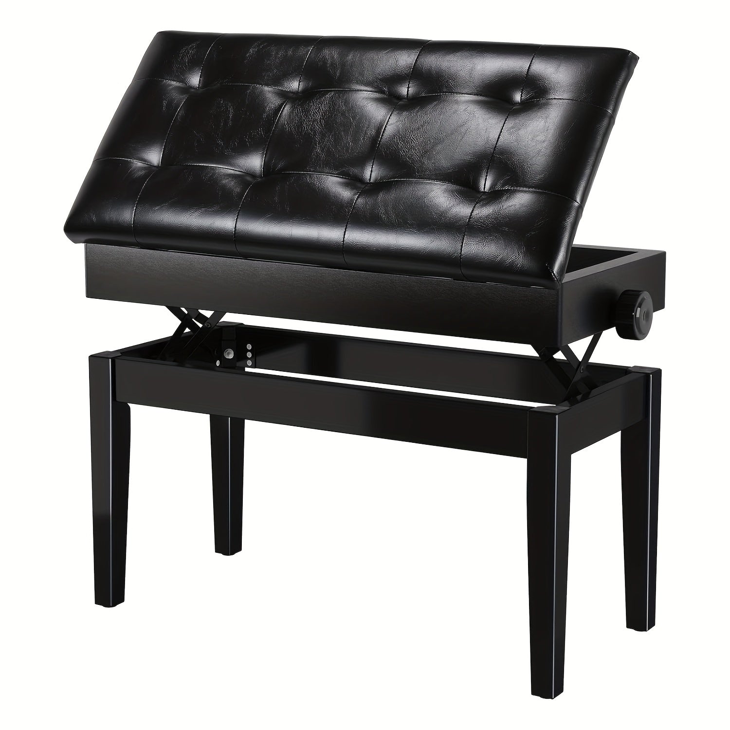 Taburete de Piano Ajustable en Altura para 2 Personas, Silla de Piano con Espacio de Almacenamiento, Banco de Piano 73 x 35 x 48-58 cm, Banco de Piano con Cojín de Cuero PU, Taburete de Piano con Capacidad de Carga de hasta 200 kg, Banco de Teclado de Mad