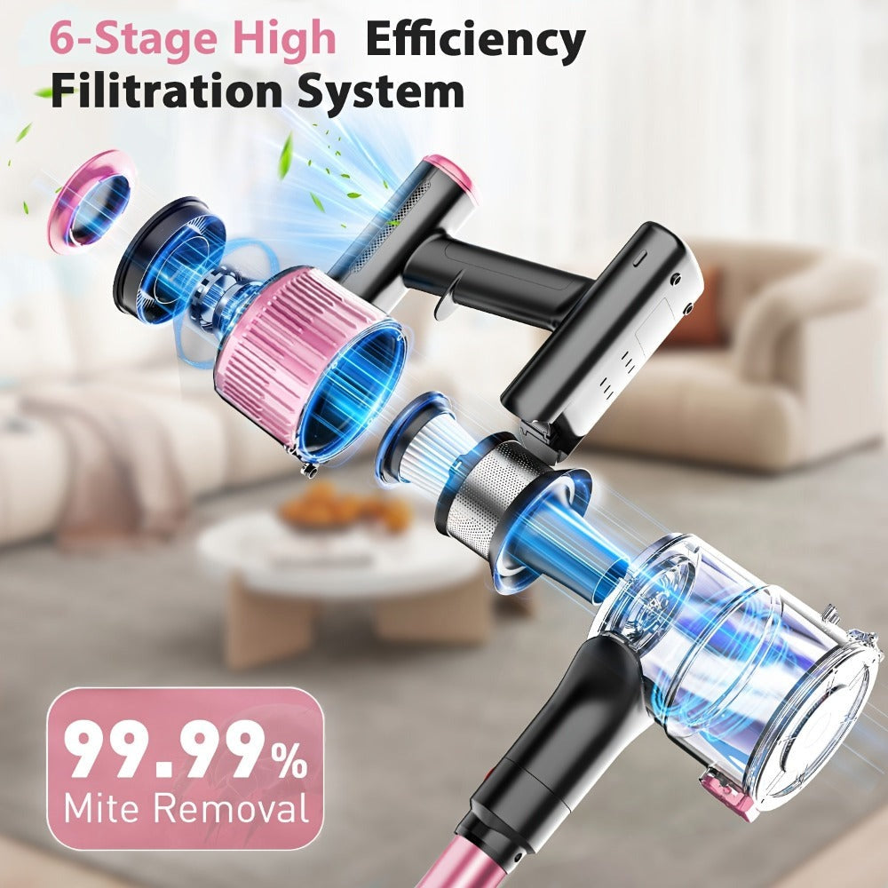 Aspiradora Escoba Multifunción 10 en 1 | Aspiradora Inalámbrica Doméstica de Alta Succión, Alcance de 45 Minutos, 3 Modos de Succión, Luz LED Verde Mejorada, Cepillo Anti-Enredos, Filtro HEPA, Cuerpo de Aluminio y Plástico, Marca SUXIANGVAC, Batería, 45KP