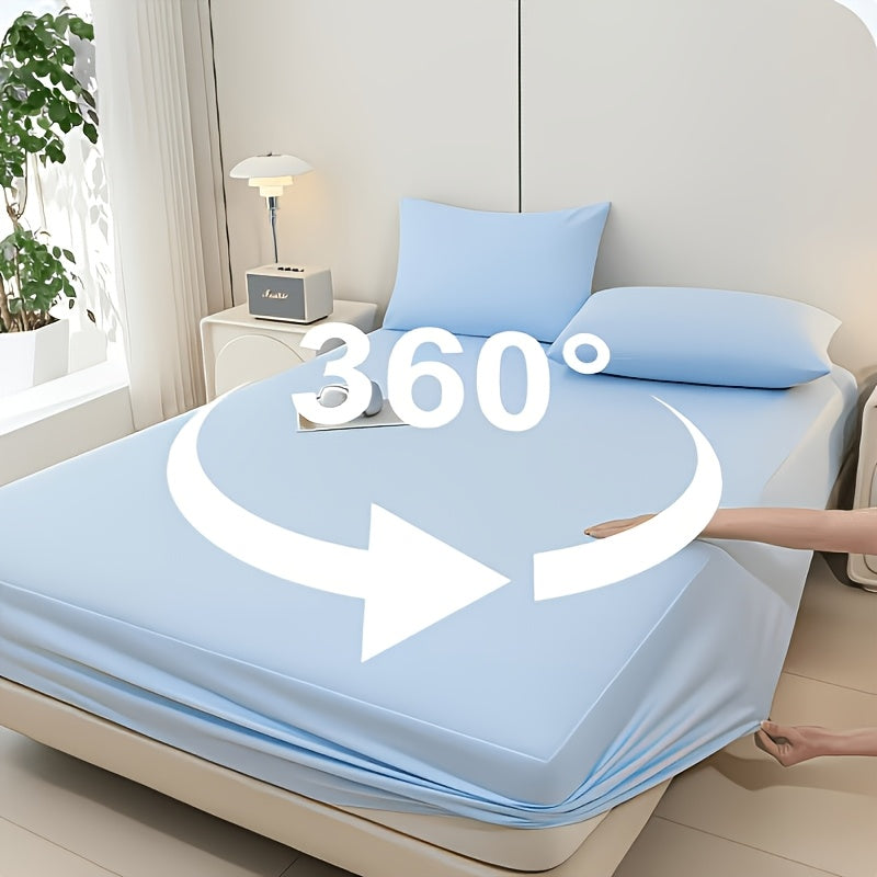Sábana bajera ajustada fresca de verano - Suave con la piel y transpirable, que absorbe la humedad, protector de colchón acolchado antideslizante con elástico de 360°, resistente a las arrugas, a la decoloración y al encogimiento, lavable a máquina (funda