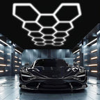 Paquete de 14 luces LED hexagonales con bordes - Luces de garaje, 680W 72420LUMEN luz blanca fría 6500K, iluminación de techo LED hexagonal para garaje, estudio, almacén, taller de detallado de autos