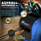 TRESKO® Carrete Automático para Manguera de Aire | Enrollador de Manguera de Aire de 1/4" | Soporte Automático para Manguera Montado en la Pared