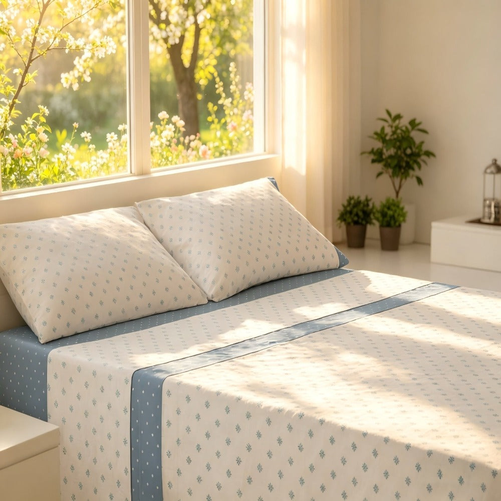 Juego de sábanas de 3/4 piezas | Juego de sábanas de verano de 3/4 piezas | Tejido suave | Suave al tacto | Cómodo y transpirable | Juego de sábanas estampadas de 3/4 piezas | 90×190 105×190 135×190 150×190 180×190