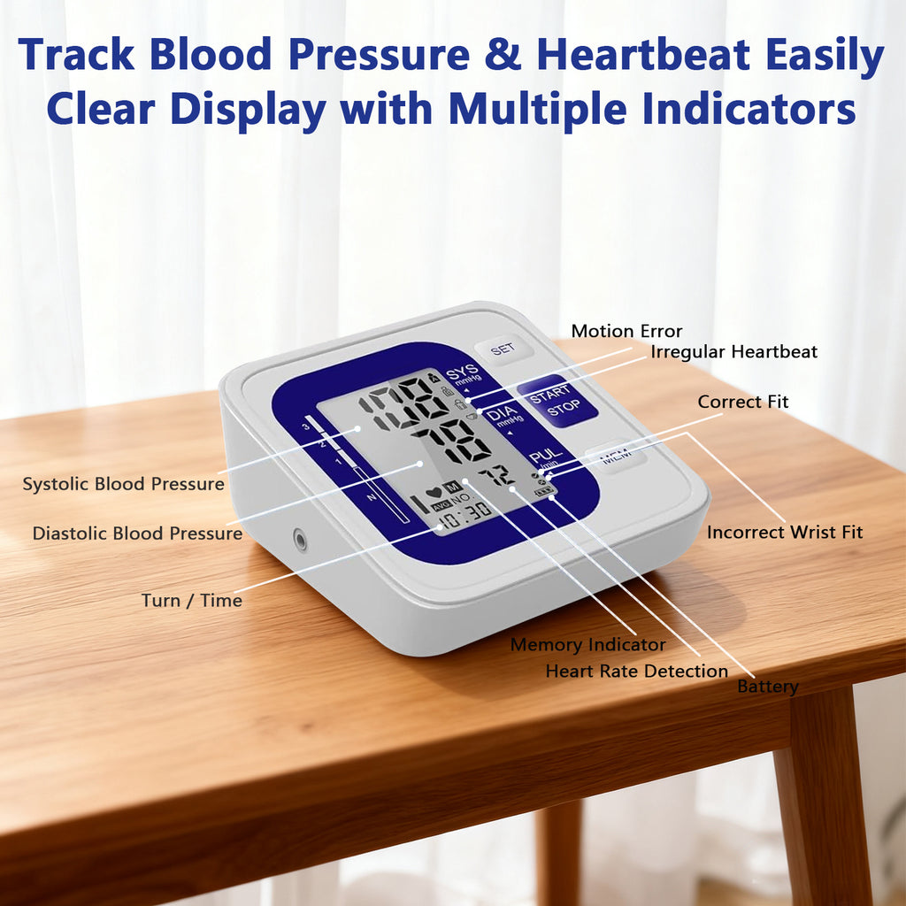 Monitores de presión arterial digitales de brazo precisos con manguito grande para uso doméstico, IBH, medidor de pulso, manguito de 22-40 cm, memoria 2X120, pantalla LCD (48x65 mm); se usa con alimentación por enchufe y a pilas (pilas no incluidas)