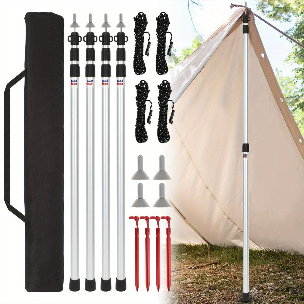 Poste telescópico para carpas lona, postes de camping, poste telescópico de aluminio ajustable telescopio 90-230 cm, postes para toldos, postes para carpas telescopio con bolsa de almacenamiento