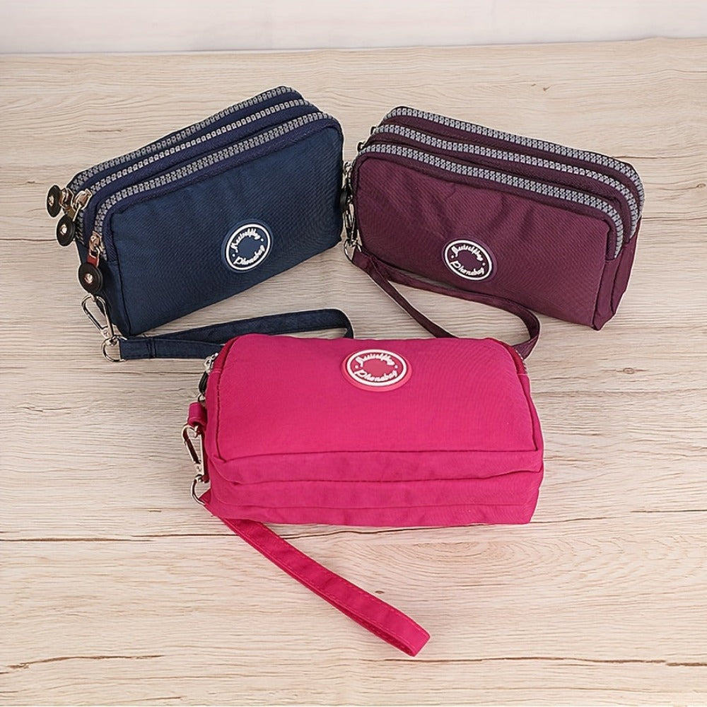 Cartera de Mujer de 3 Capas con Cremallera, Estuche de Lluvia para Llaves, Billetera de Gran Capacidad, Organizador de Cables de Datos, Tarjetero, Funda para Teléfono, Bolso Móvil