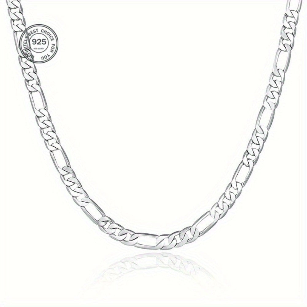 ARTPAGE Cadena Plateada 925 de Plata Esterlina Collar de Moda Figaro Plateado Collar de Moda Urbana Encanto Unisex Regalo para Hombres Día de San Valentín Día del Padre Cumpleaños Navidad con Caja de Regalo