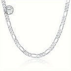 ARTPAGE Cadena Plateada 925 de Plata Esterlina Collar de Moda Figaro Plateado Collar de Moda Urbana Encanto Unisex Regalo para Hombres Día de San Valentín Día del Padre Cumpleaños Navidad con Caja de Regalo