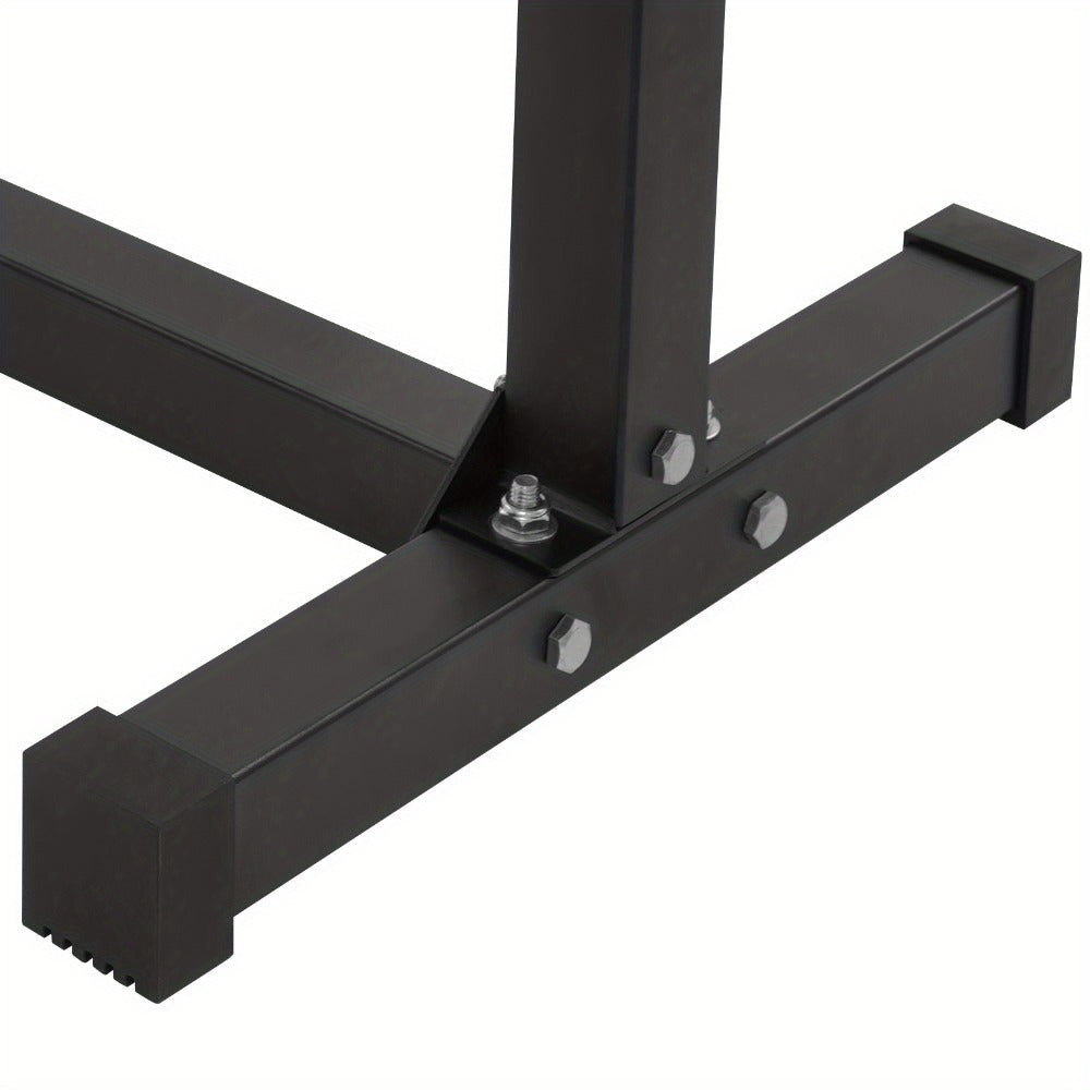 Soporte de sentadilla con pierna ajustable con rueda - Negro, 60,96x56,64x67,06cm, gran capacidad de carga (199,58KG), alfombras antideslizantes, perno de ajuste de altura, ideal para gimnasios y lugares de fitness en casa, sin batería