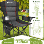 TRESKO® Silla de Camping Plegable hasta 200Kg | Silla Plegable con Bolsa Nevera, Portavasos y Bolsillo Lateral | Silla XXL Plegable Incluye Bolsa de Transporte | Silla de Pesca Acolchada para Exterior, Pesca, Festival y Jardín