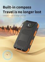 Batería Externa Solar Portátil de 20000Mah, Cargador Solar Portátil para Teléfonos Móviles, Cargador de Batería Externa para Camping para Teléfonos Móviles, 2 USB/ Linternas LED con Brújula para Actividades al Aire Libre