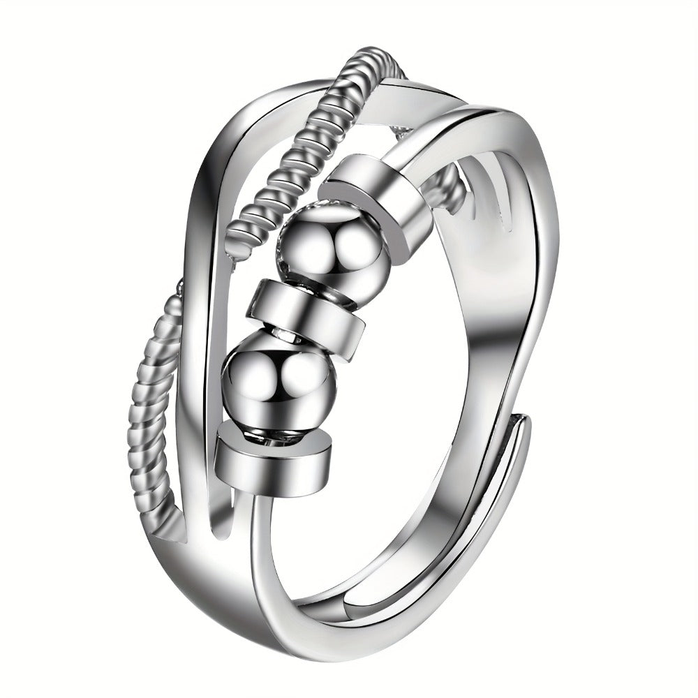 Anillo de ansiedad para mujer, anillo giratorio de acero inoxidable, anillo de meditación ajustable