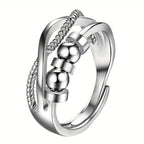 Anillo de ansiedad para mujer, anillo giratorio de acero inoxidable, anillo de meditación ajustable