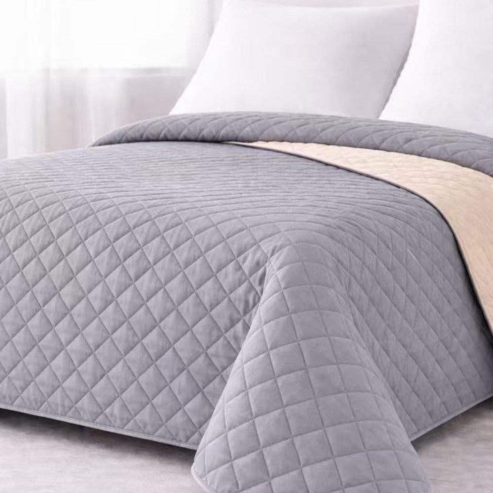 Colcha Bouti Verano Multiuso Reversible con Diseño de Cuadros Acolchados, Cubrecama Ligero de Verano y Entretiempo para Camas de 90 a 150, 100% Poliéster Suave (Solo Colcha, No incluye Fundas de Almohada)