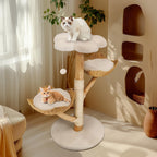 Árbol para gatos de 60X110Cm, Condominio de felpa de varios niveles con 2 postes rascadores, 2 perchas, hamaca, cueva, casa para gatos estable y anti-inclinación para dormir/jugar, fácil montaje, árbol de Navidad perfecto para gatitos y gatos de interior,