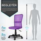 Silla de Oficina TRESKO® con Reposabrazos, Altura Ajustable Continua | Silla Giratoria de Malla Transpirable | Silla de Escritorio con Ruedas de Plástico Ligeras, Superficie Acolchada, Ajuste Ergonómico | Silla de Ordenador Ideal para Oficina en Casa, Hab