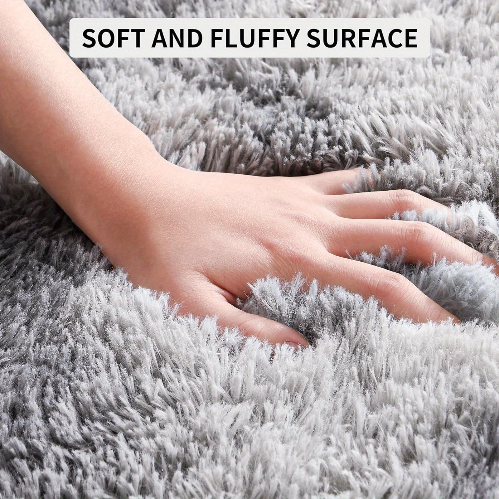 Alfombra Grande Moderna y Suave para Interior, Decorativa de Lujo para Sala, Dormitorio o Habitación Universitaria, Antideslizante y Mullida con Pelo Peludo, Color Gris Claro