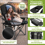 TRESKO® Silla de Camping Plegable hasta 200Kg | Silla Plegable con Bolsa Nevera, Portavasos y Bolsillo Lateral | Silla XXL Plegable Incluye Bolsa de Transporte | Silla de Pesca Acolchada para Exterior, Pesca, Festival y Jardín