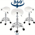 Bonnlo Taburete, Taburete Rodante de Altura Ajustable, Taburete de Trabajo Giratorio de 360°, Taburete Giratorio para Oficina/Salón/Bar, Cuero Sintético