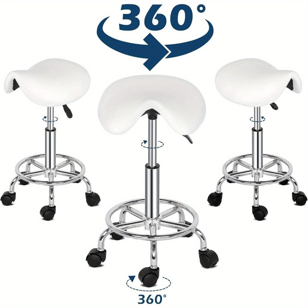 Bonnlo Taburete, Taburete Rodante de Altura Ajustable, Taburete de Trabajo Giratorio de 360°, Taburete Giratorio para Oficina/Salón/Bar, Cuero Sintético