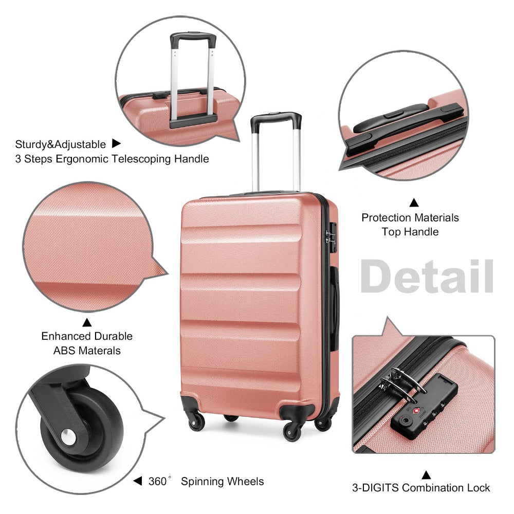 Diseño horizontal desnudo de gran capacidad con cerradura TSA ruedas giratorias maleta de shell duro ABS para regreso a clases regalo de vacaciones