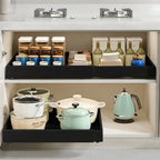 Juego de 2 organizadores extraíbles para gabinetes - estante deslizante expandible y resistente, ideal para armarios de cocina o repisas extensibles, perfecto para la despensa, ancho ajustable 31cm-52cm (/blanco)