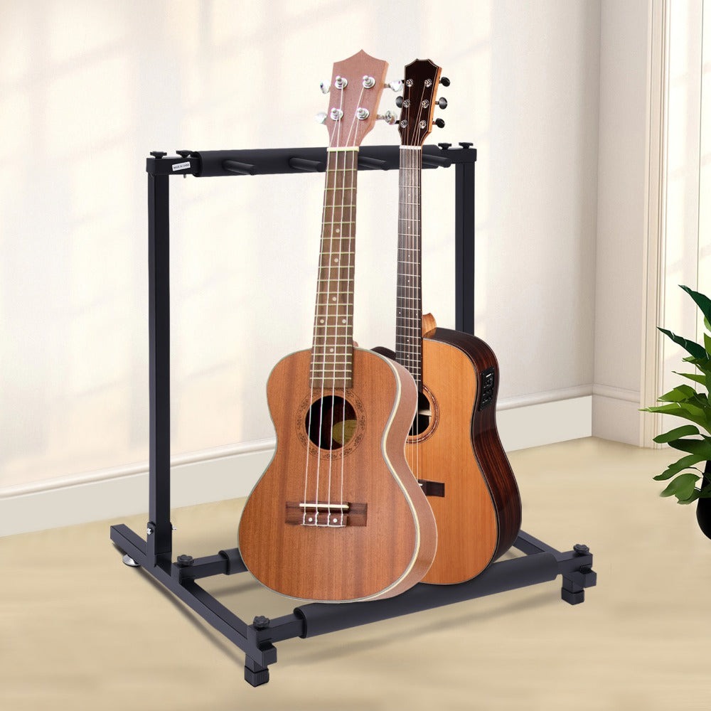 Soporte de Guitarra Multifunción 3 Plegado, Soporte para Múltiples Guitarras, Soporte Portátil Negro para Guitarra, Soporte de Exhibición Negro para Guitarra y Bajo, Estudio y Hogar (3 Guitarras)