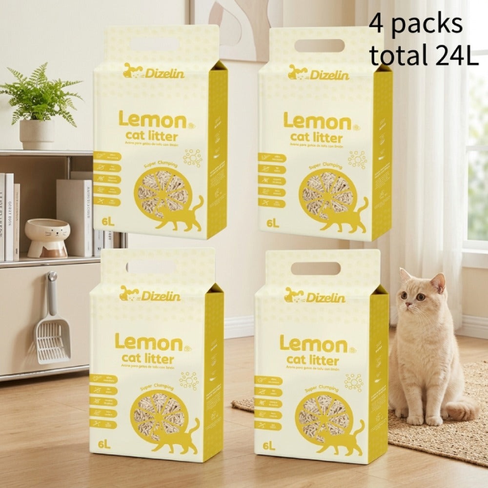 Arenero para gatos de tofu 6L - Sin polvo, fácil de formar bolas, control de olores - y seguro para gatitos - Paquete de 4 bolsas