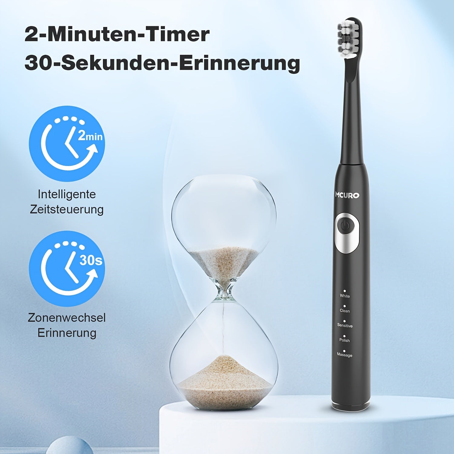 Cepillo de dientes sónico eléctrico para adultos con modos inteligentes y recargable por USB, tecnología de ondas de sonido apta para dientes y encías sensibles, cerdas suaves, 6 cabezales de cepillo, estuche de viaje y soporte de pared, apto para viajes,