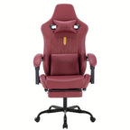 Silla de Juego y Oficina, Silla de Computadora con Reposapiés, Reposacabezas y Soporte Lumbar, Silla Ergonómica, Silla Giratoria y Ajustable en Altura, Opciones en Gris, Beige, , Marrón y Verde