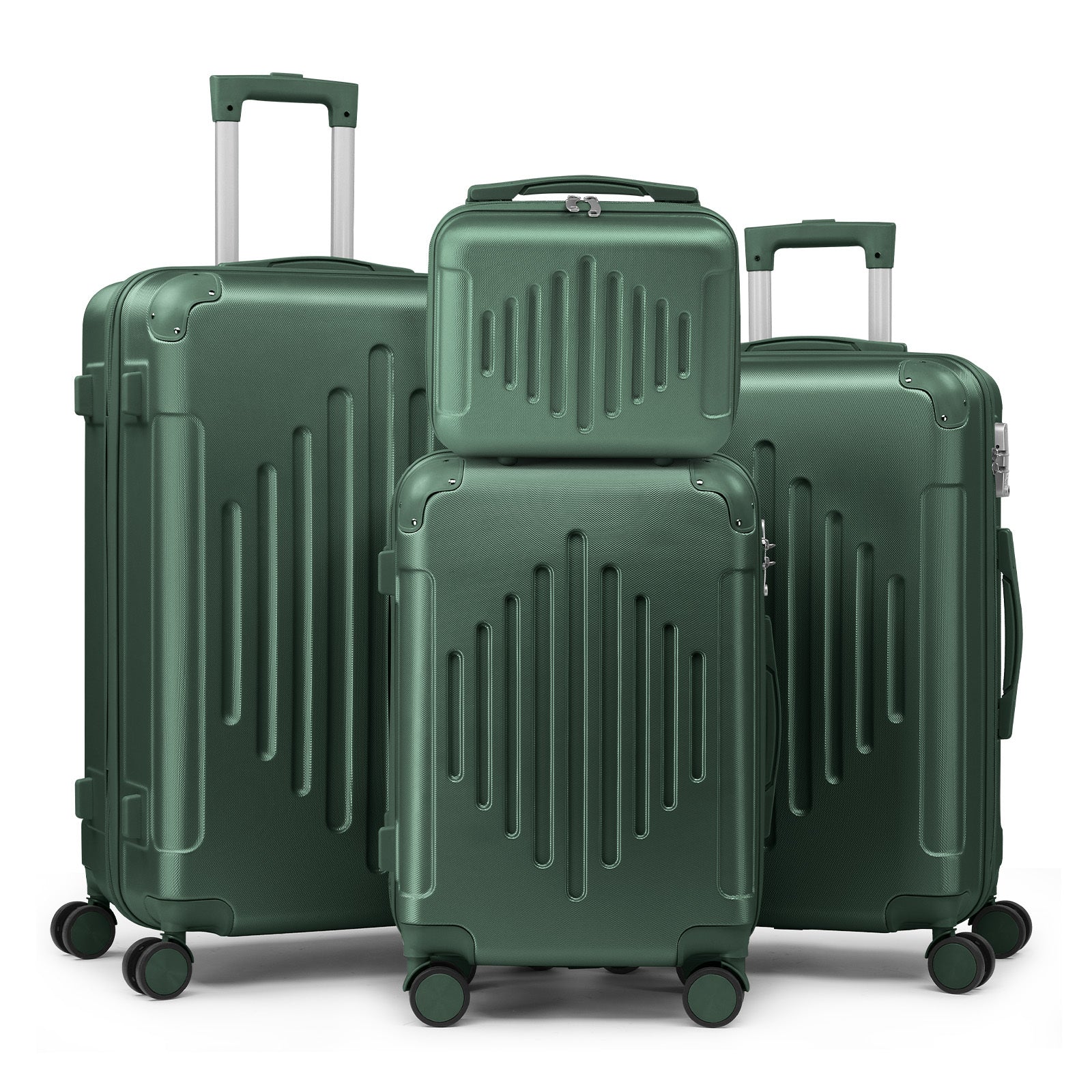Maleta de Viaje Ligera con Protectores de Esquina, 4 piezas, Tamaño 12/ 20/ 24/ 28 Pulgadas, Carcasa Rígida Duradera, Ruedas Giratorias 360, Gran Capacidad Multifuncional