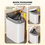 Cubo de basura de 14 litros/13.25 L con sensor sin contacto y tapa - Papelera de residuos activada por movimiento sin manos, funcionamiento higiénico adecuado para baño, dormitorio, oficina, hogar, cubo de plástico rectangular compacto para espacios peque