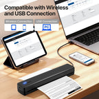 Impresora portátil sin tinta D810B, impresora inalámbrica de viaje, máquina térmica para tatuajes, compatible con papel térmico A4 y carta estadounidense, compatible con teléfonos móviles y portátiles, adecuada para negocios, viajes, oficina y hogar