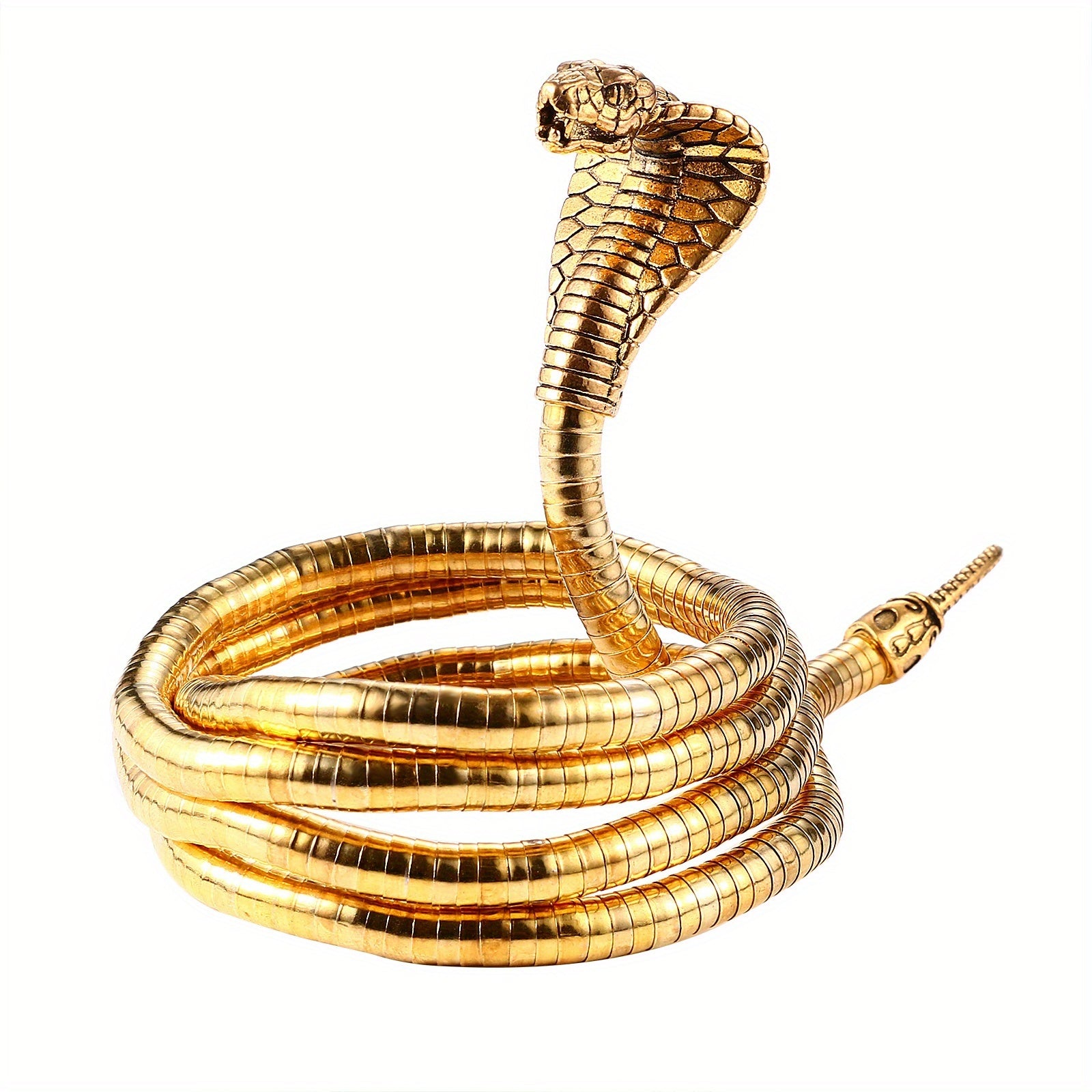 Pulsera de serpiente flexible JewelryWe, pulsera envolvente de cadena de serpiente flexible, pulsera envolvente ajustable, pulsera de cadena tipo puño, joya para el cabello para hombres y mujeres, 35.56 cm