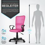 Silla de Oficina TRESKO® con Reposabrazos, Altura Ajustable Continua | Silla Giratoria de Malla Transpirable | Silla de Escritorio con Ruedas de Plástico Ligeras, Superficie Acolchada, Ajuste Ergonómico | Silla de Ordenador Ideal para Oficina en Casa, Hab