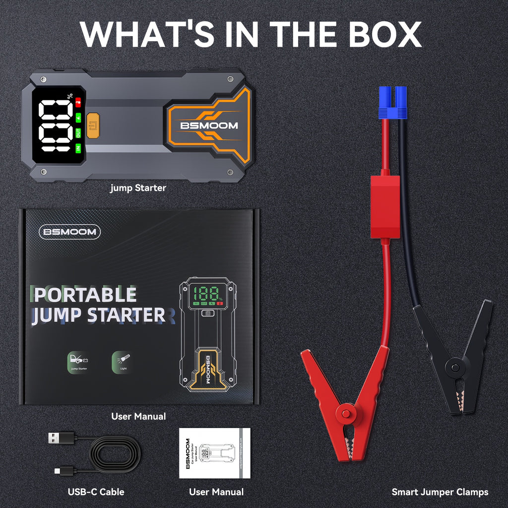 Arrancador de Coche 7000A con Linterna LED, Pantalla LCD Grande, Pack de Refuerzo de Batería de Emergencia para Coche de 12V, Jump Box, Cargador Portátil Power Bank