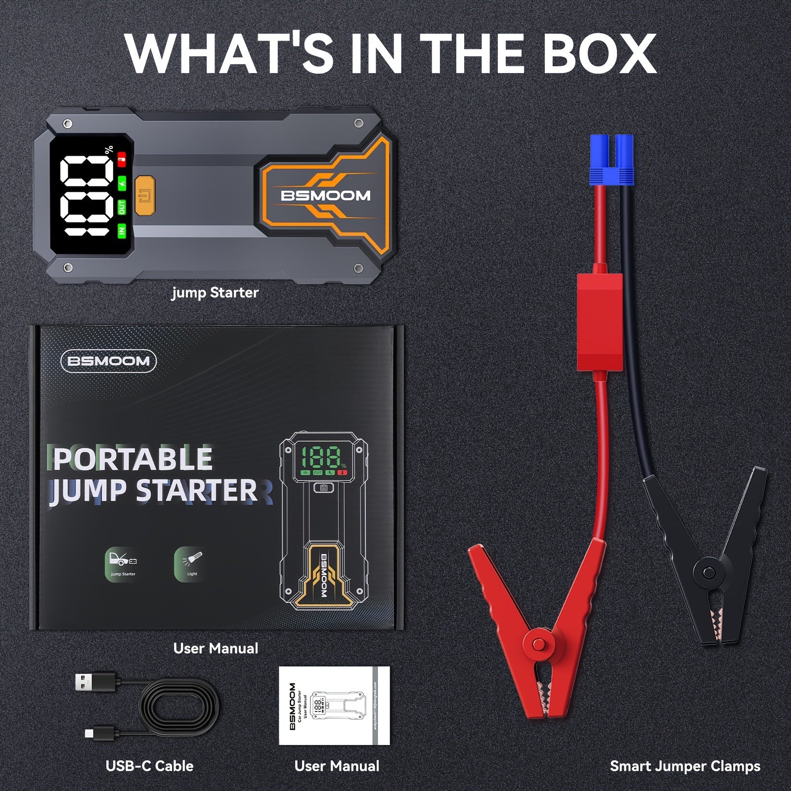 Arrancador de Coche 7000A con Linterna LED, Pantalla LCD Grande, Pack de Refuerzo de Batería de Emergencia para Coche de 12V, Jump Box, Cargador Portátil Power Bank