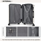 Juego de 3 maletas beige con diseño de panda, equipaje rígido de ABS para camping con ruedas giratorias y cerradura de combinación, regalo para la vuelta al cole, Black Friday, Día de Acción de Gracias y Navidad
