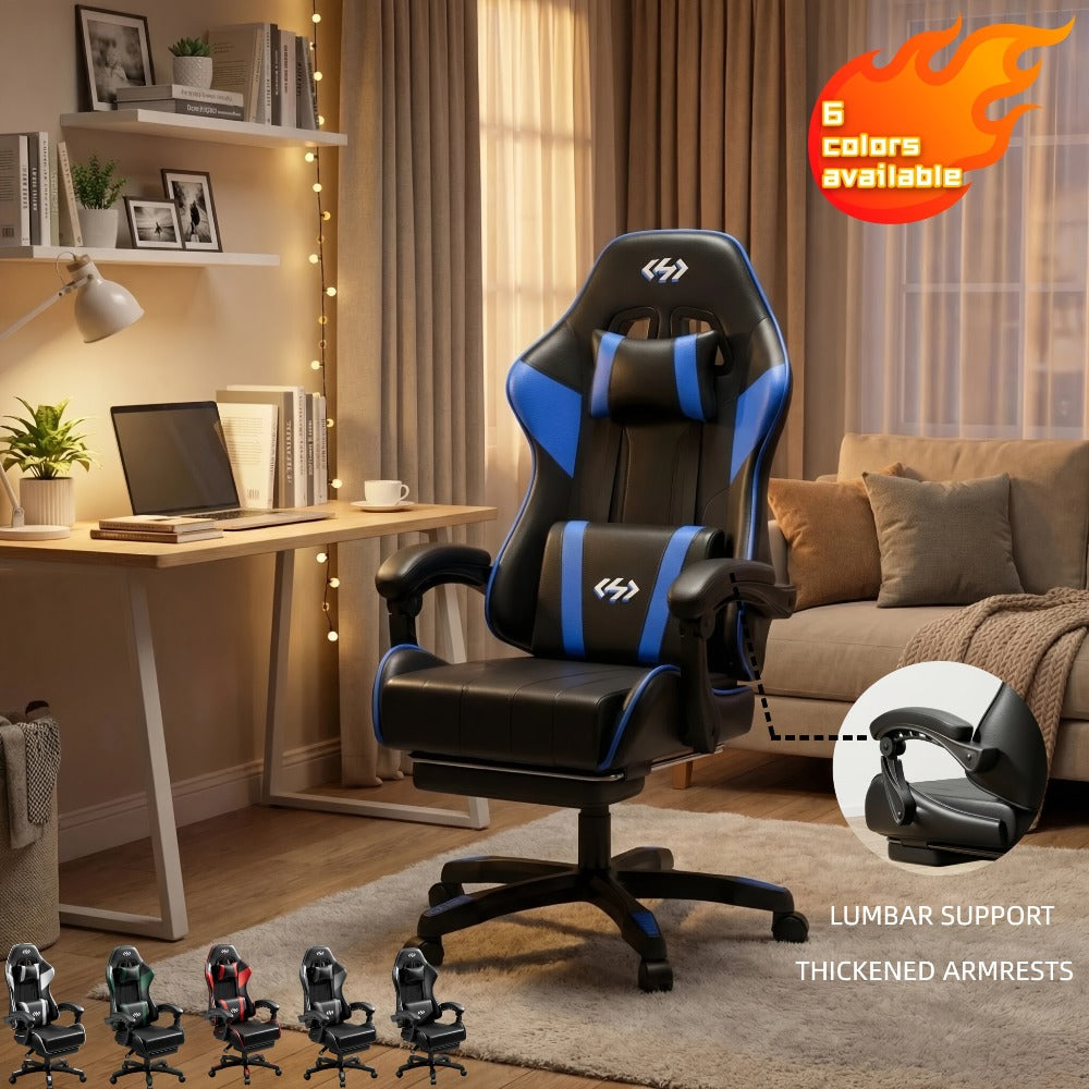 Silla Gaming Ergonómica Frodrovia con Reposacabezas, Soporte Lumbar, Reclinación Ajustable y Reposapiés, Fabricada en Material Duradero y Transpirable, Giratoria 360 Grados, Regalo Ideal para Padre y Novio, Adultos, 6 Colores