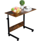 Mesa auxiliar con ruedas 60X40 cm Mesa para portátil Mesa Auxiliar de Altura Ajustable para Dormitorio Mesita de Noche Móvil Diseño Compacto que Ahorra Espacio