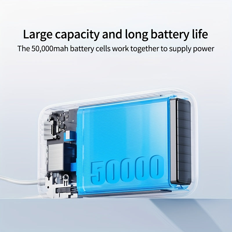 Batería externa | Batería Externa Portátil de Gran Capacidad 50000Mah con Interfases Tipo-C/Usb/Micro, Pantalla LED, Carga Rápida PD22.5W