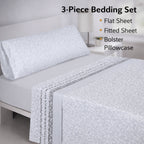 Juego de Sábanas 3 Piezas Estampadas Microfibra – Sábana Bajera Ajustable + Sábana Encimera + Funda Almohada, Suave y Antiárrugas, Cama 90 105 135 150 180, Poliéster microfibra