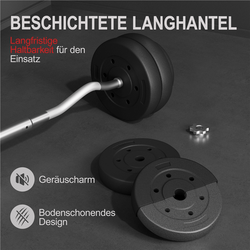 Juego de pesas Sz-Barbell Set Curlset 20/25/30 Kg, juego de barra larga con 6 discos, Sz-Bar para entrenamiento de fuerza, barra de curl con pesas