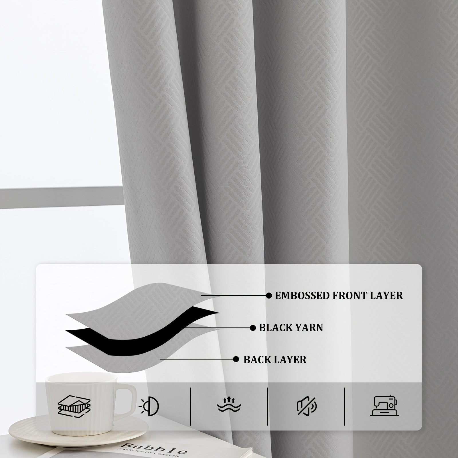 Cortinas opacas YSTYLE 2, método de colgante perforado, protección solar, protección de la privacidad, aislamiento térmico, reducción de ruido, adecuadas para diversas decoraciones de interiores como dormitorios, salas de estar y restaurantes