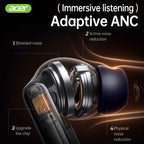 Auriculares Bluetooth | [Acer] Nuevo Modelo 2025 Regreso a Clases Auriculares Inalámbricos TWS Bajos Profundos Estéreo y Cancelación de Ruido